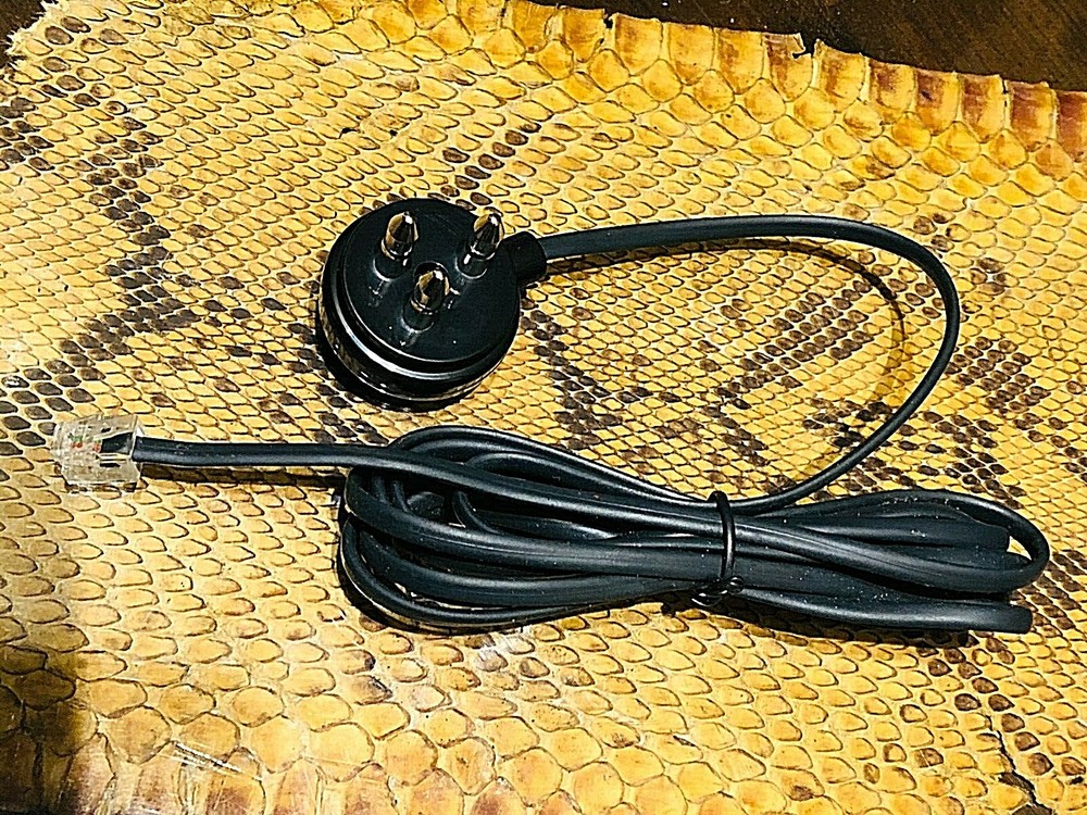 BLACK TRIPLE SOCKET TO PLUG PHONE CABLE ADAPTER CONNECTOR RJ11