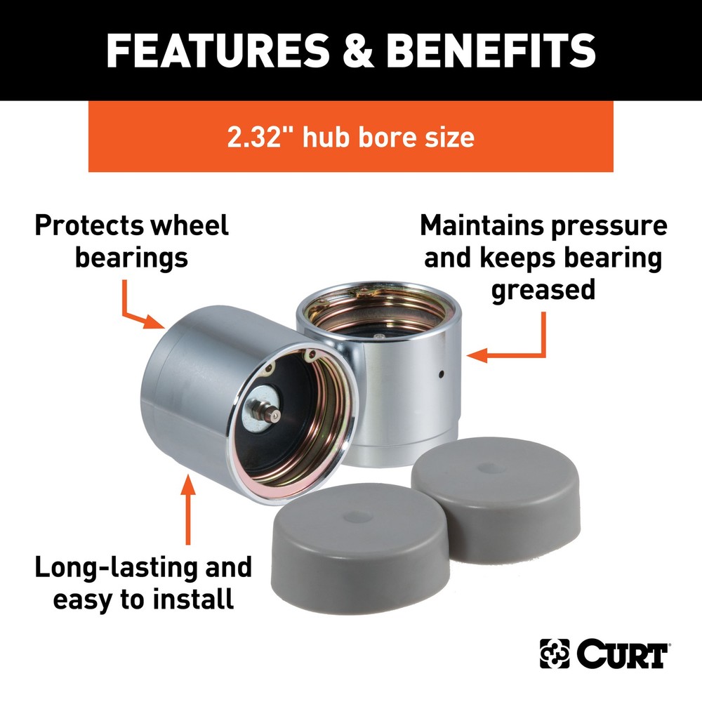 Curt-2.32" Bearing Protectors & Covers (2-Pack)