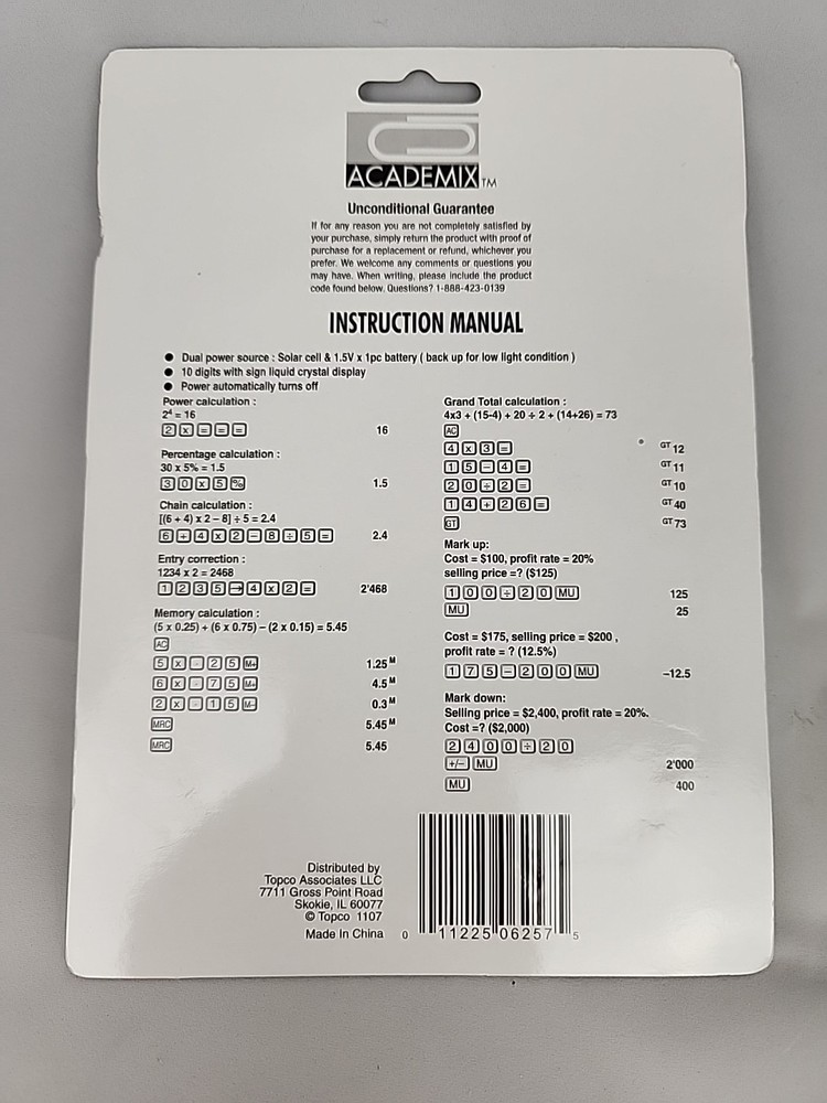 Academix 10 Digit Solar Powered Calculator