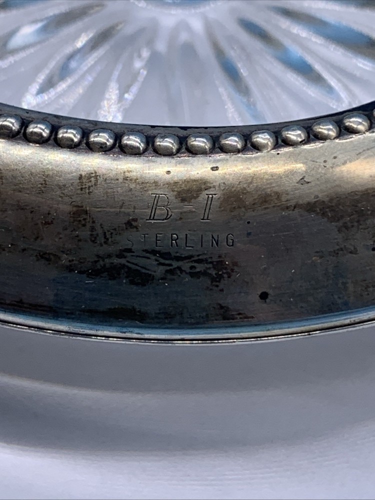 Vintage Sterling Silver Glass Coasters