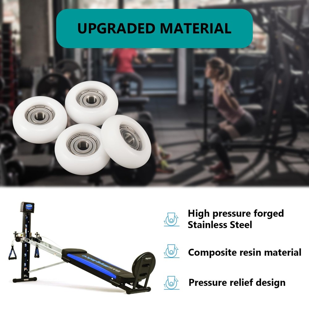 4 PCS White Replacement Wheels Rollers Fits Total Gym Models 2000 3000 XL