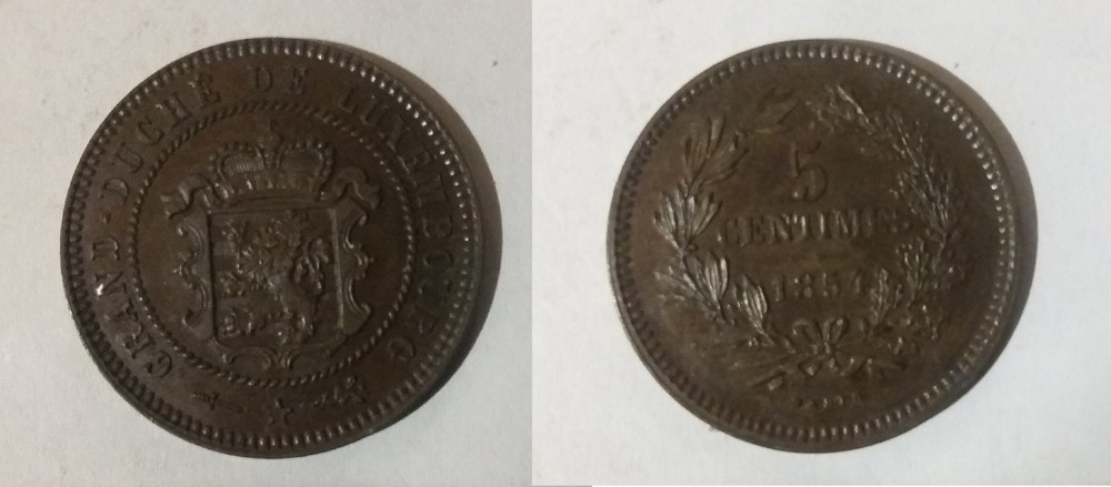 1854 Luxembourg 5c Rare UNC condition