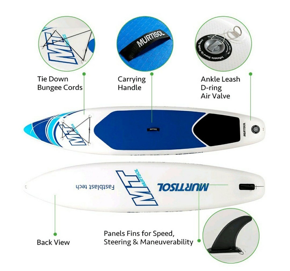 10.6"Inflatable Stand Up Paddle Board Non-Slip Deck Adjustable Paddle Murtisol