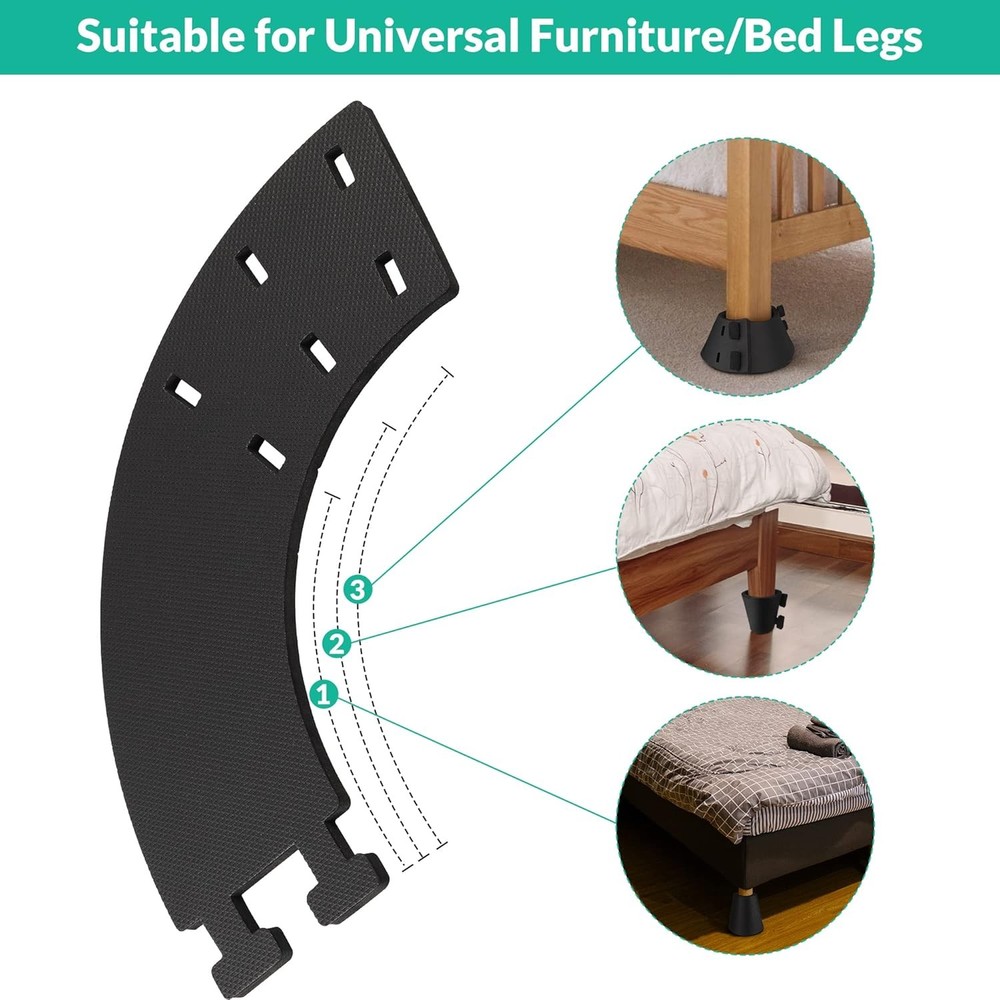 Bed Frame Leg Protectors Covers, Toe Protectors, Black