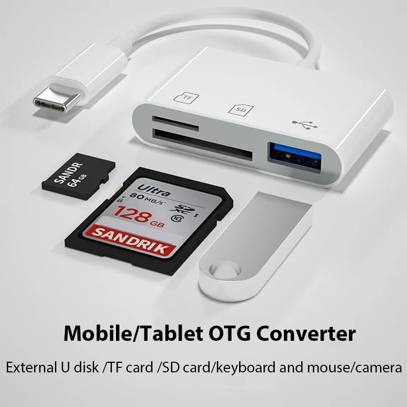 USB C SD Card Reader for iPhone Android Macbook Micro SD to Type C OTG Adapter