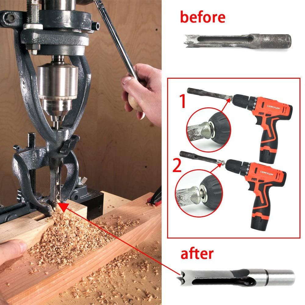PRO Woodworking Square Hole Drill Bit Sharpener Mortise Chisel Bit Sharpening