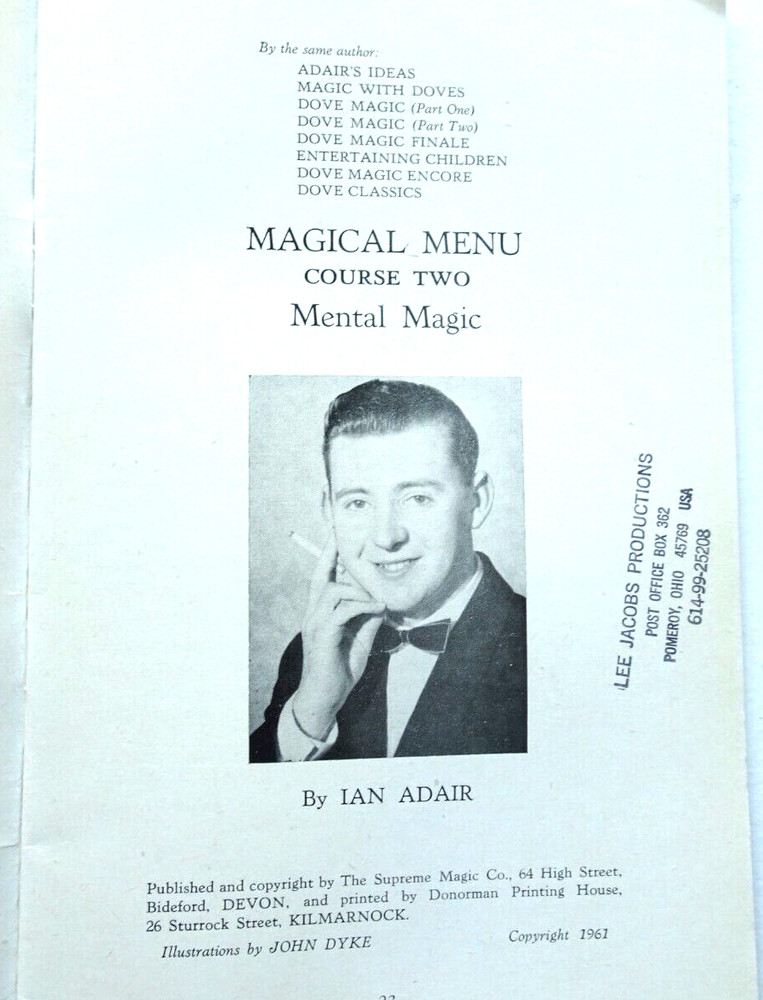 MENTAL MAGIC - Adair's Course two Magical Menu