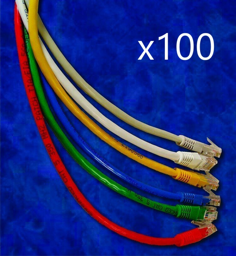 100 Pack - 7ft CAT5e Ethernet Network LAN Router Patch Cable Cord - Pick Colors