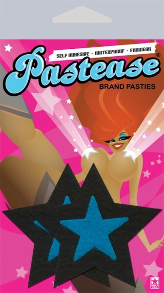 Pastease Rockstar Black With Turquoise Star Nipple Covers