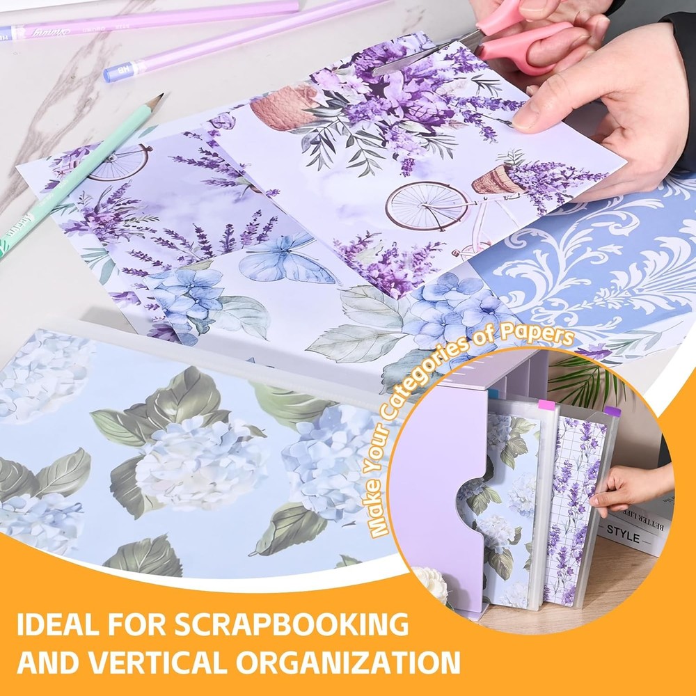 12 Pack Scrapbook Paper Storage Organizer Tabs