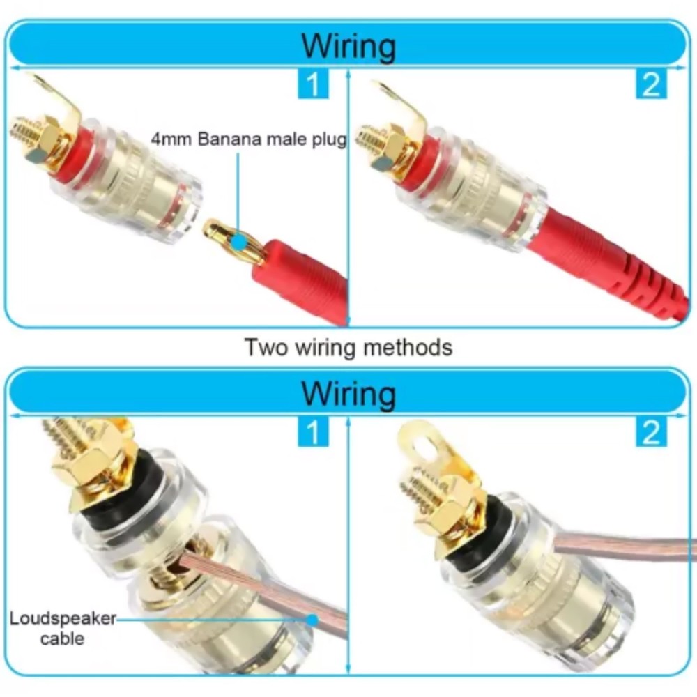 8Pcs 4mm Amplifier Speaker Terminal Binding Post Banana Plug Adapter Socket