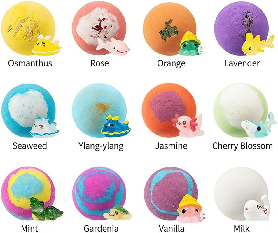Bath Bombs with Surprise Inside, 6/12 Pack Fizzy Bubble Bath Gift Set, Dinosaur
