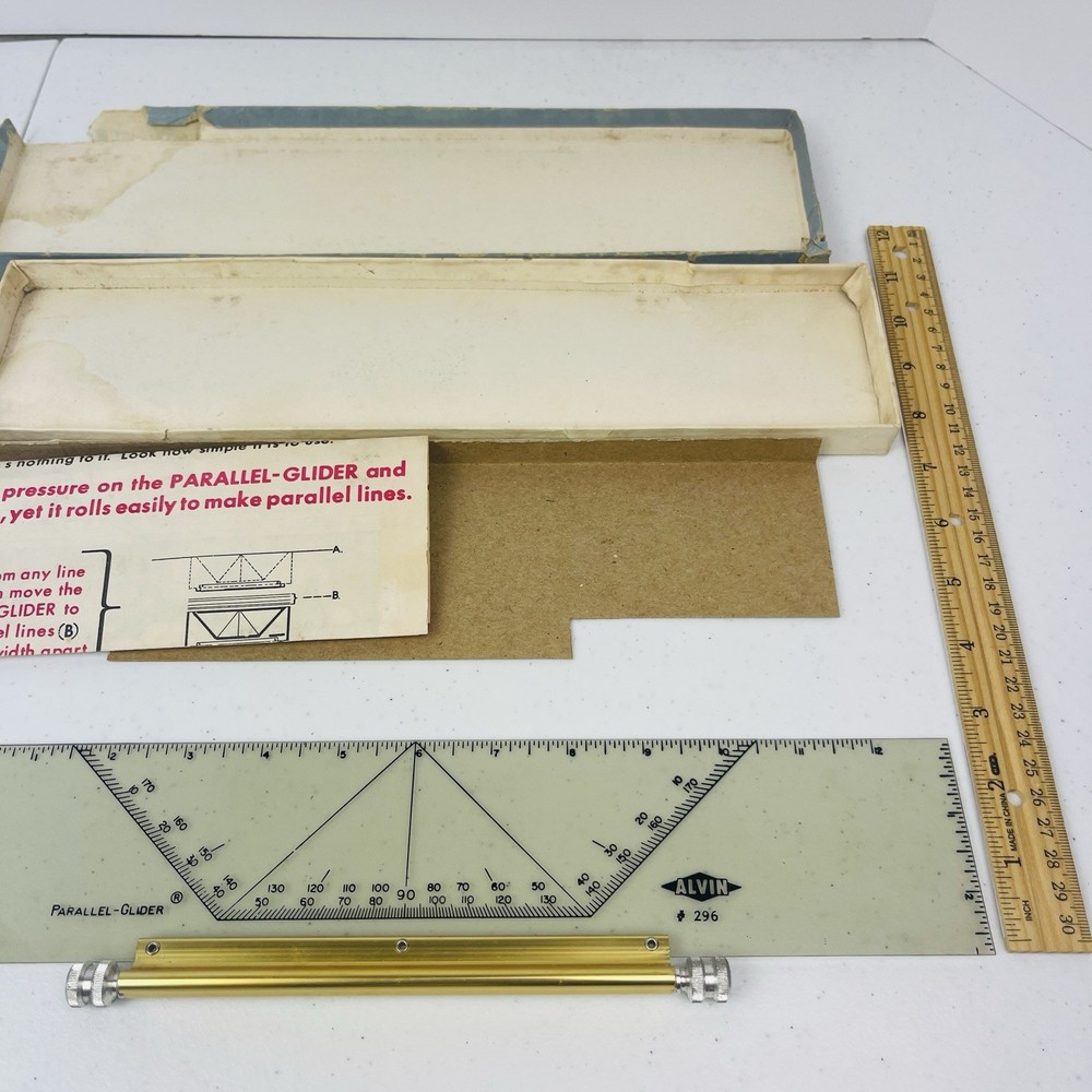Vintage Alvin 295 Parallel Glider Drafting Tool w Original Box Instructions
