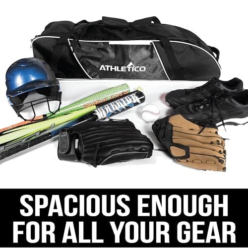 Rolling Baseball Equipment Bag - Durable, Spacious, Easy-Transport - Black