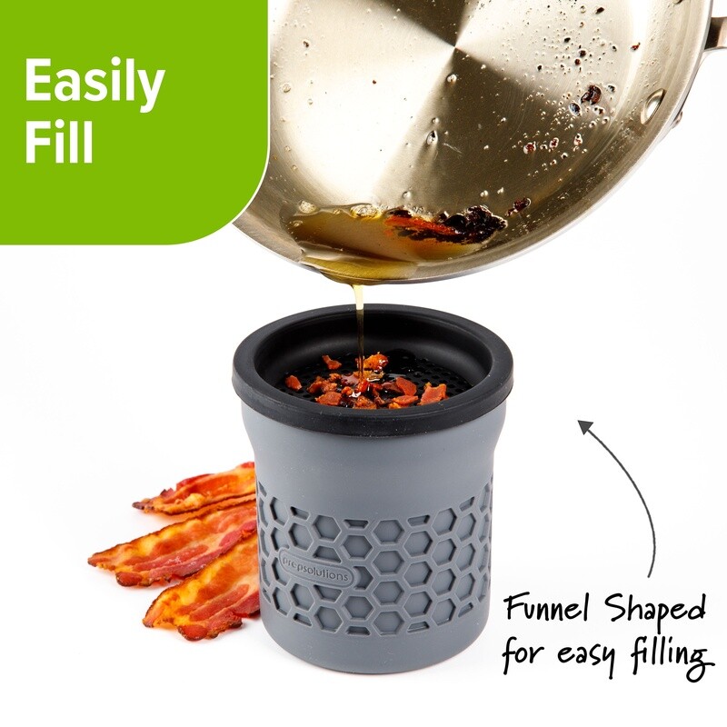 Silicone Grease Keeper W/ Strainer Heat Resistant Kitchen Tool Grease Disposal