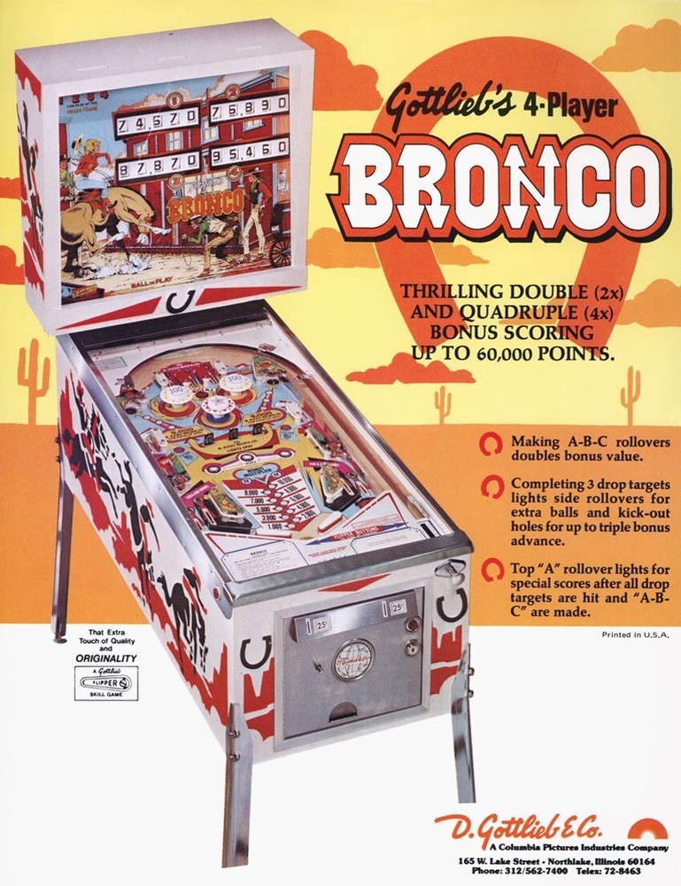 1977 Gottlieb Bronco Pinball Machine Rubber Ring Kit