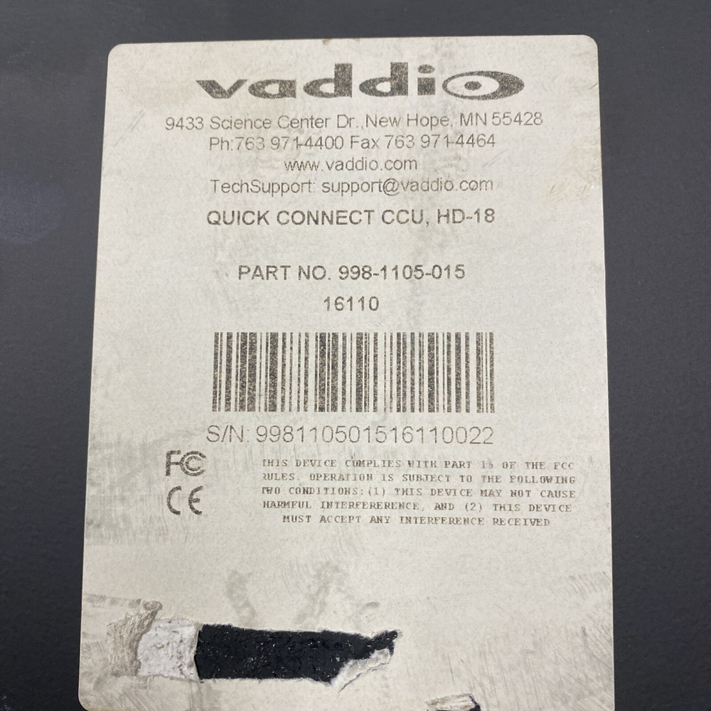 2 Vaddio Tally Quick Connect CCU HD-18