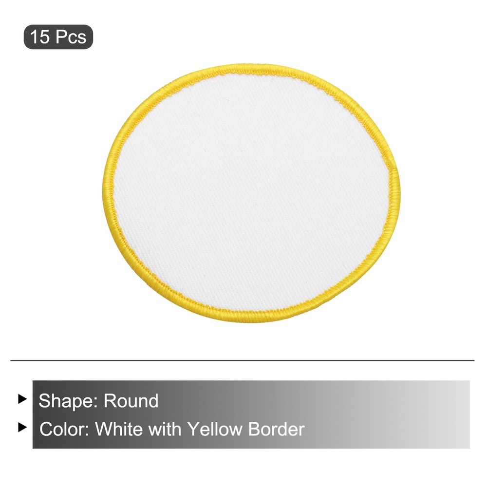 15pcs Sublimation Patch Blank Round White with Yellow Border