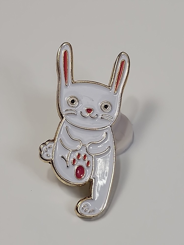White Cartoon Bunny Rabbit Lapel Pin