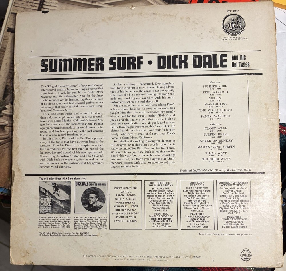 DICK DALE AUTOGRAPHED LP Guaranteed Authentic ￼
