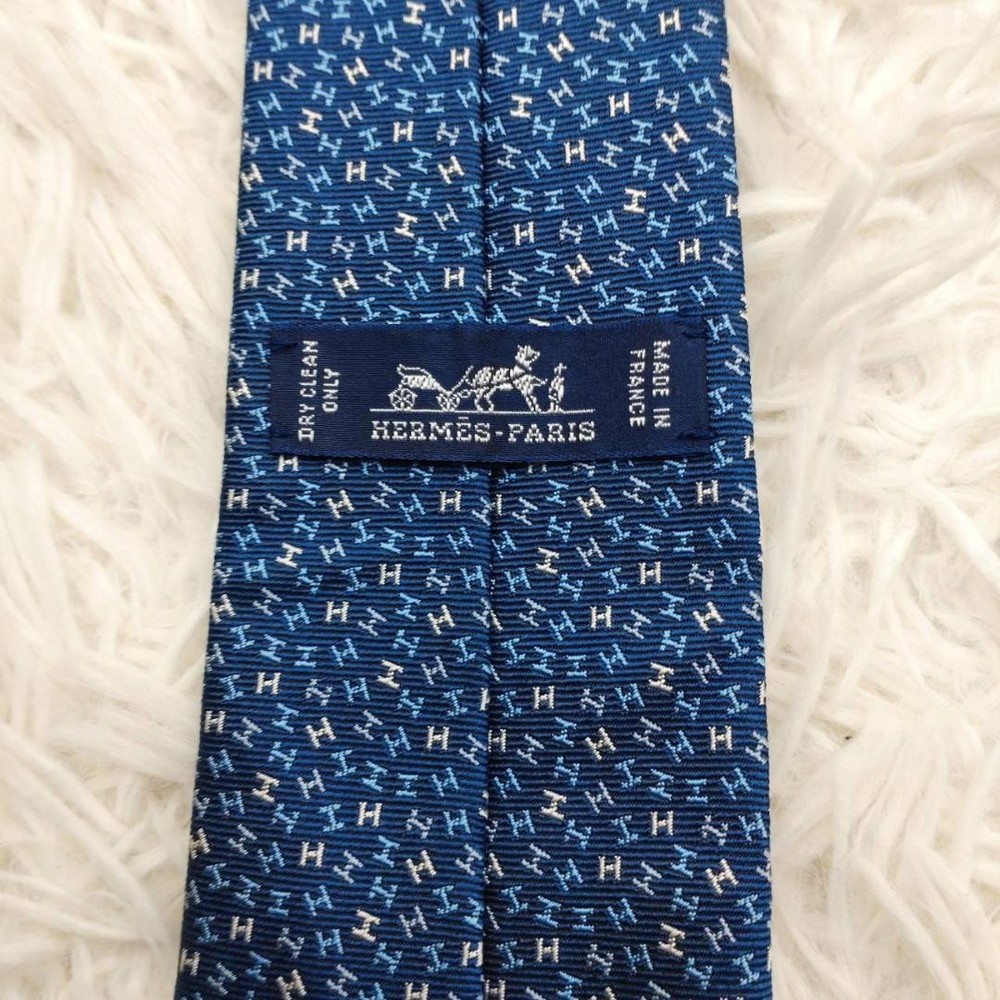 Hermes Silk Tie All Over Navy
