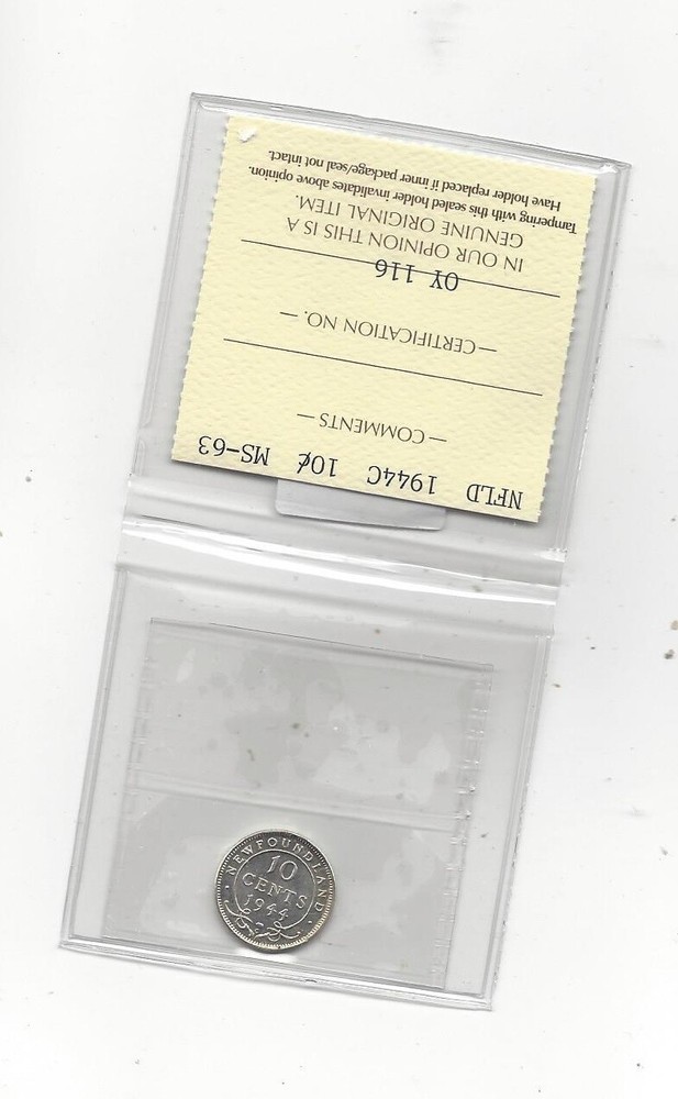 1944c ICCS Graded Newfoundland, ¢10 Cent, **MS-63**