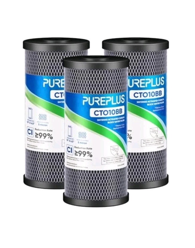 PUREPLUS 10" x 4.5" Coconut Shell Water Filter Cartridge Activated Carbon 3 PACK