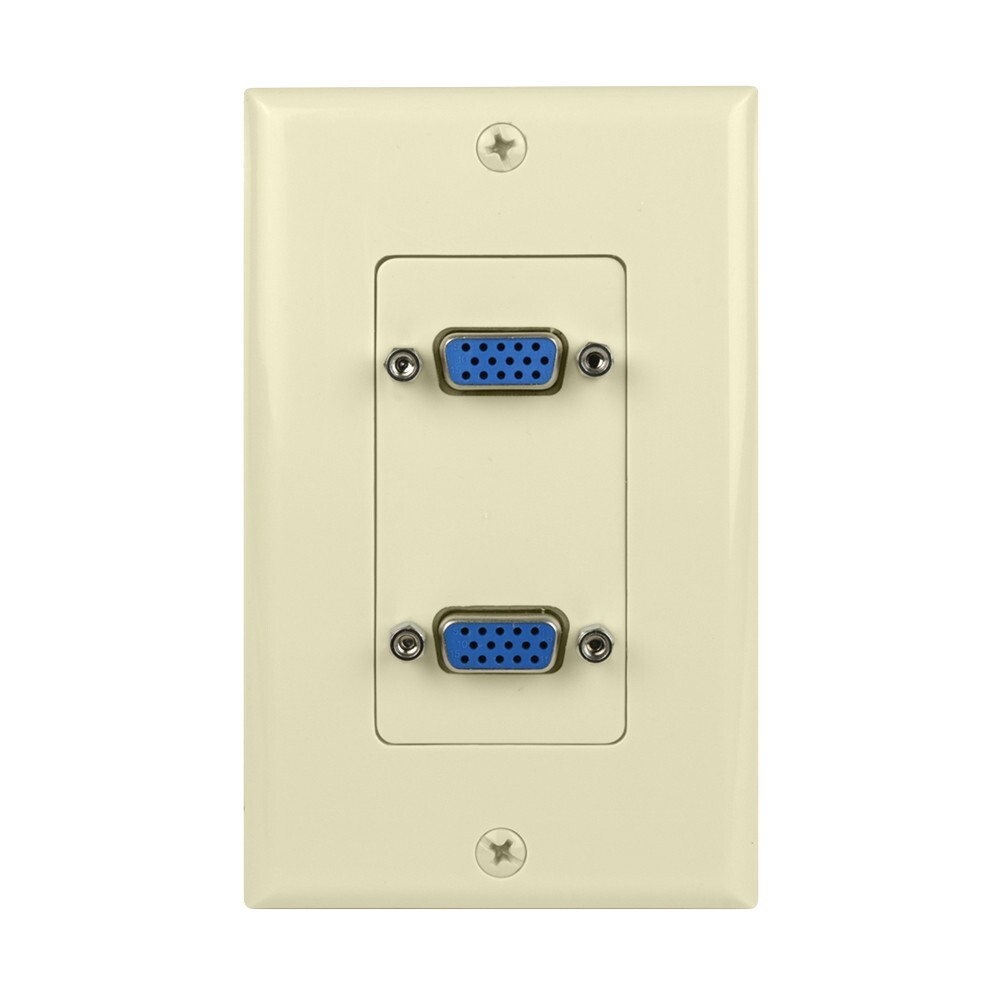 Construct Pro Wall Plate with Dual Female VGA Pass Throughs (Ivory)