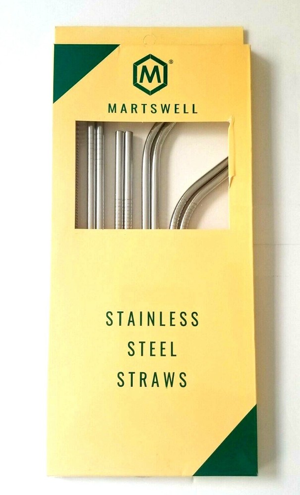 Stainless Steel Reuseable Straws & 2 Cleaning Brushes