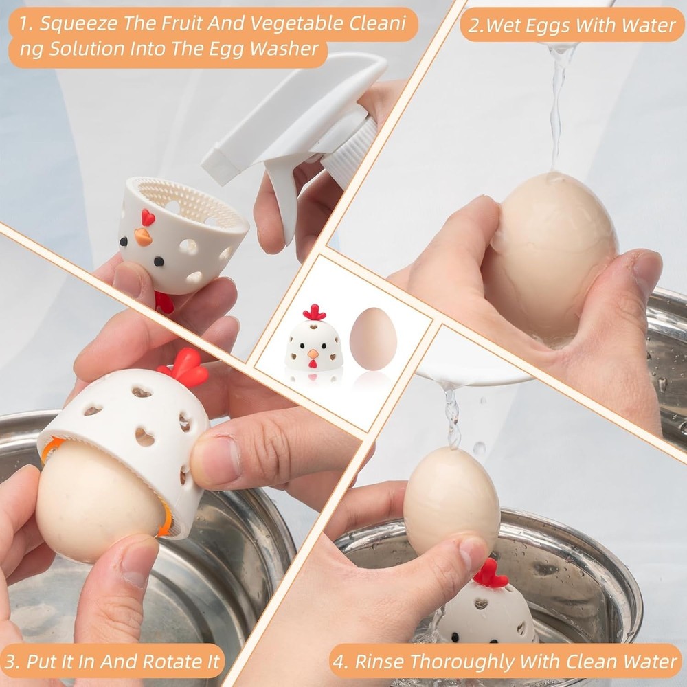 Egg Cleaner Egg Washer Egg Scrubber for Fresh Eggs 2pcs Silicone Reusable