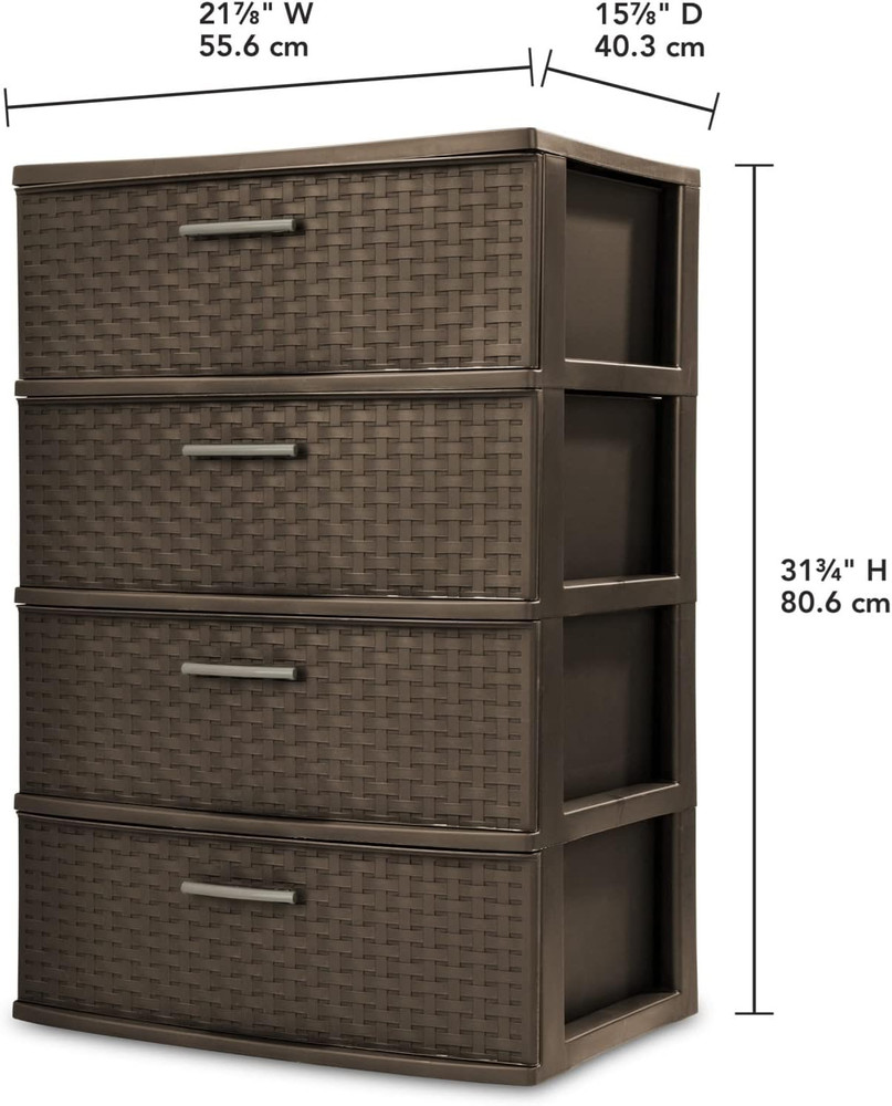 Wide Weave Tower Espresso,4 Drawer