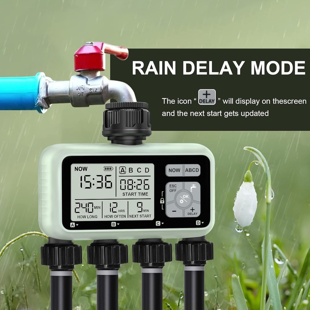 Smart Sprinkler Timer Programmable Water Timer for Garden Irrigation Auto 4 Zone