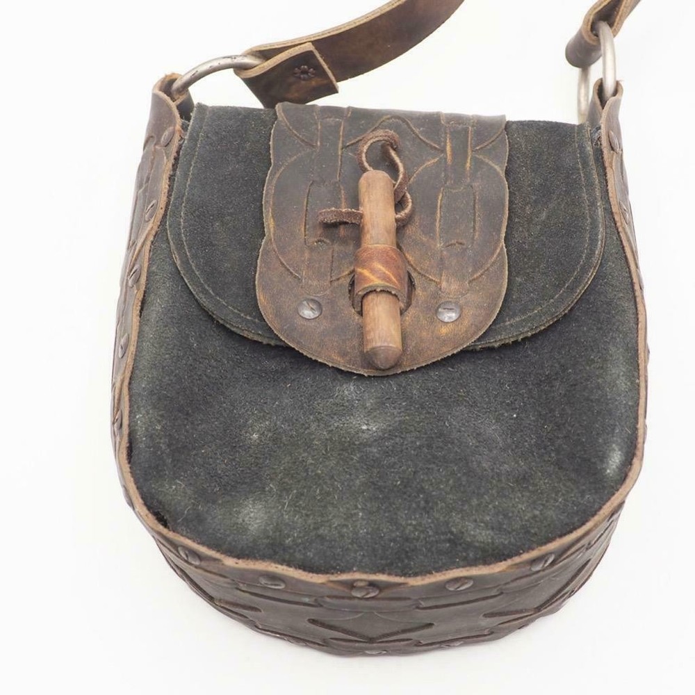 Hand Tooled Design Leather Suede Purse