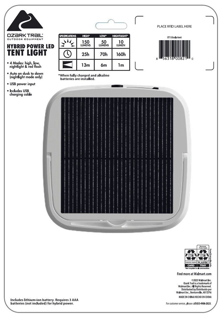 Light Sensing Nightlight Solar Tent Light Outdoor W/ Inductive Magnetic Charging