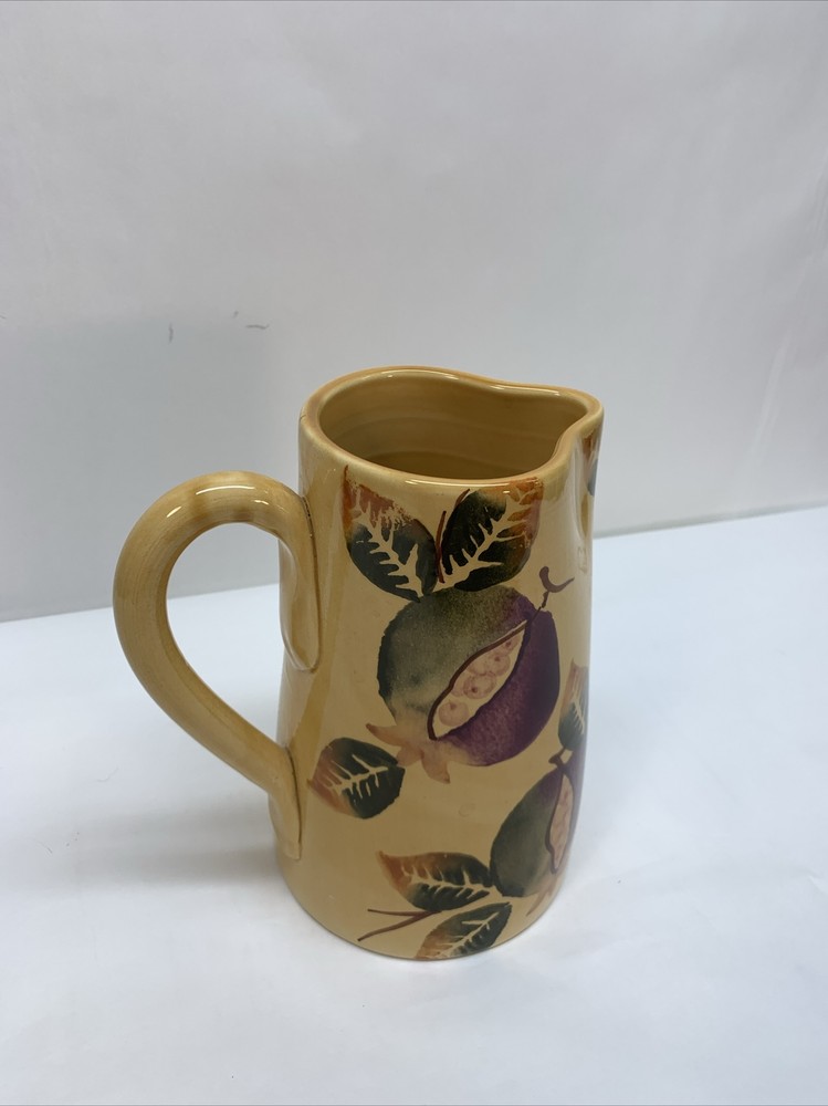 Pier 1 Fall Fruit Pitcher Italy Stoneware Handpainted 52 Oz