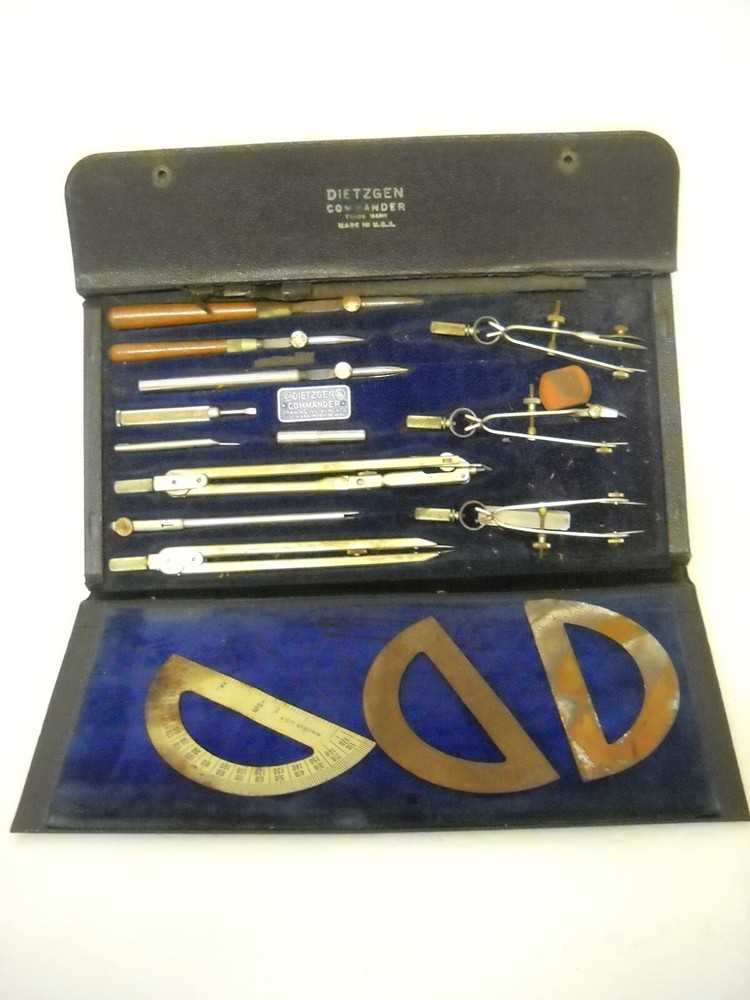 Vintage Dietzgen Commander Drafting Set Drawing Tools Owned By NASA Engineer