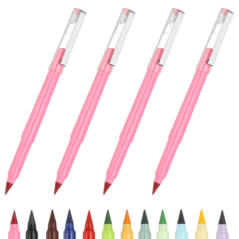 4 Pcs Mechanical Sharpened Forever Pencils Set, Pink