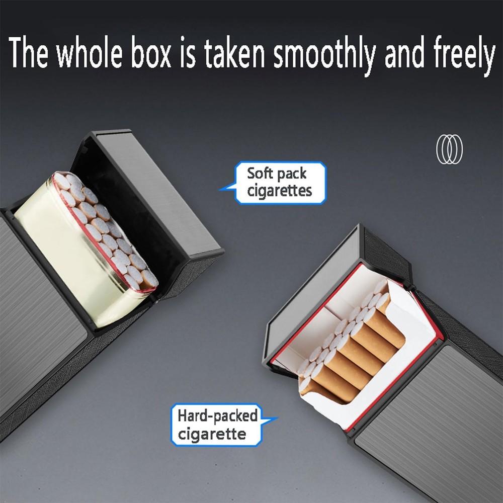 Cigarette Case 2 Pack 100mm 100’s King Size(Black + Silver) (Black + Silver, ...