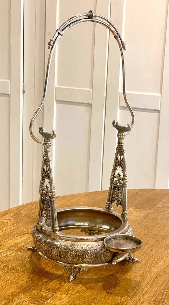 BEAUTIFUL - Antique Silver-Plated Tilting Water Pitcher & Stand