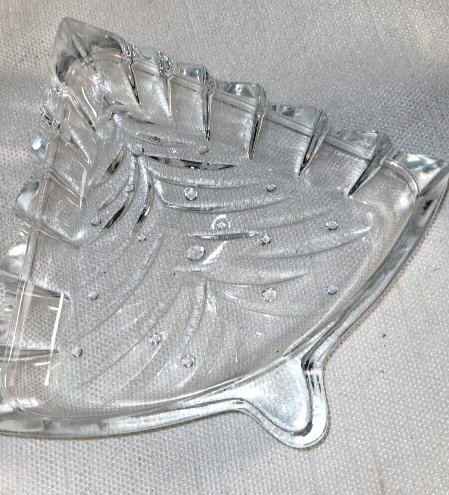 Pressed Glass Crystal Christmas Tree Candy Dish