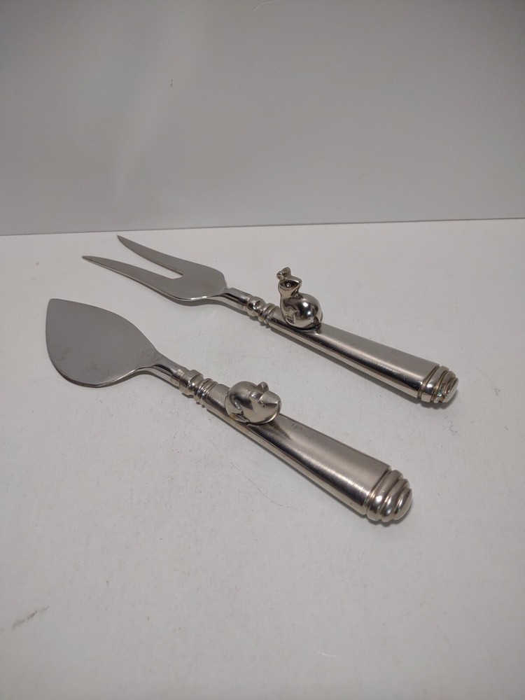 Unique Cheese Fork & Knife Set Chrome Heavy
