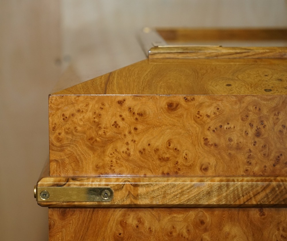 EXTRA LARGE BURR WALNUT SOLID CHEST TRUNK WITH HIDDEN BOTTOM STORAGE MUST SEE