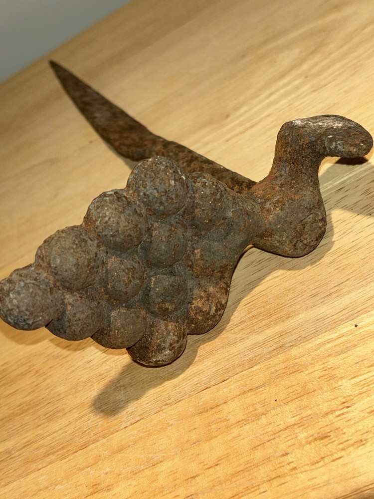 Antique Iron Grape Pattern Shutter Dog, Vineyard or Garden Spike