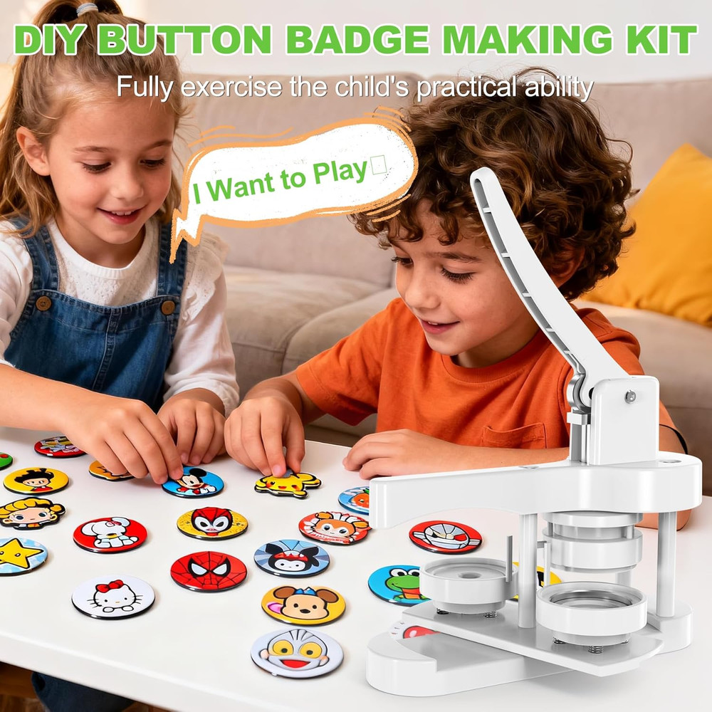 2026 Button Maker Machine Multiple-Sizes, 3-in-1 Pin Maker Machine with 50pcs Bu