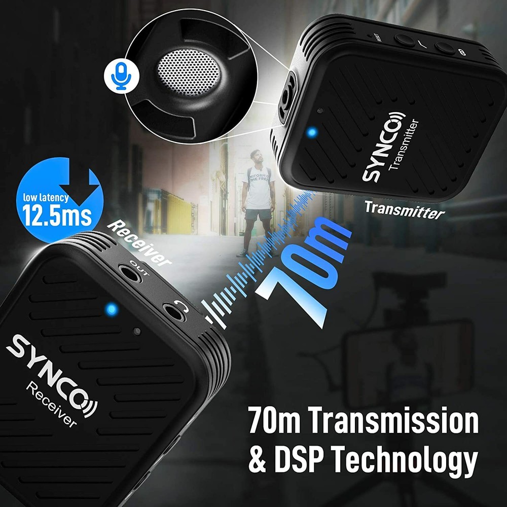 SYNCO G1(A1) Wireless Microphone System with Transmitter Receiver Kit For Camera