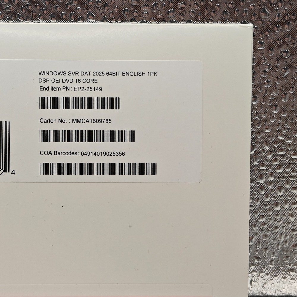 Authentic Microsoft Windows Server 2025 Datacenter-OEM 16 Core- (From D&H Dist)