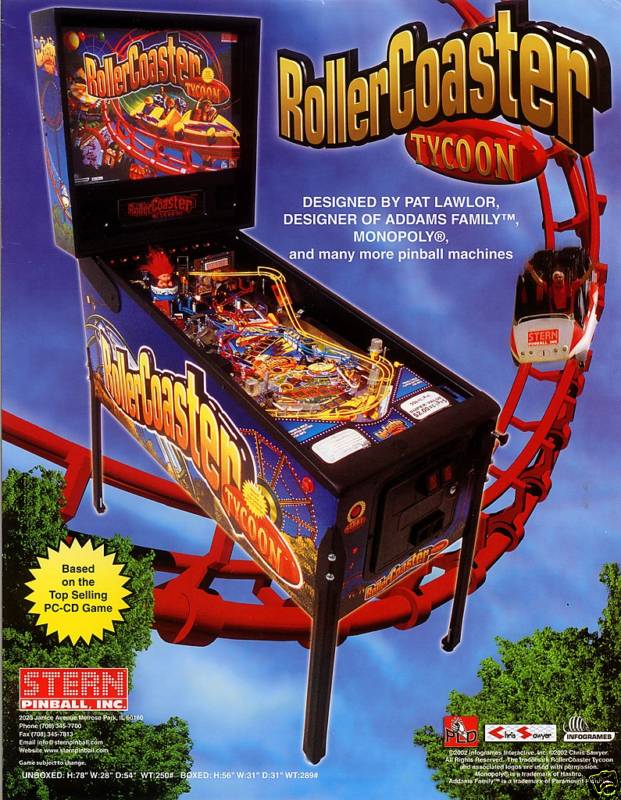 2002 STERN ROLLERCOASTER TYCOON PINBALL FLYER