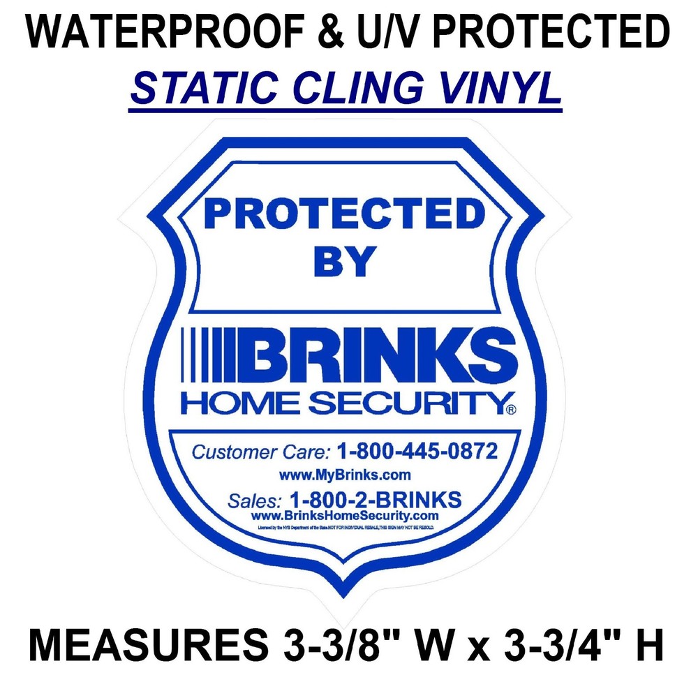 BRINKS Shield Logo Home Security Alarm System In Use Warning Sticker Decals Lot