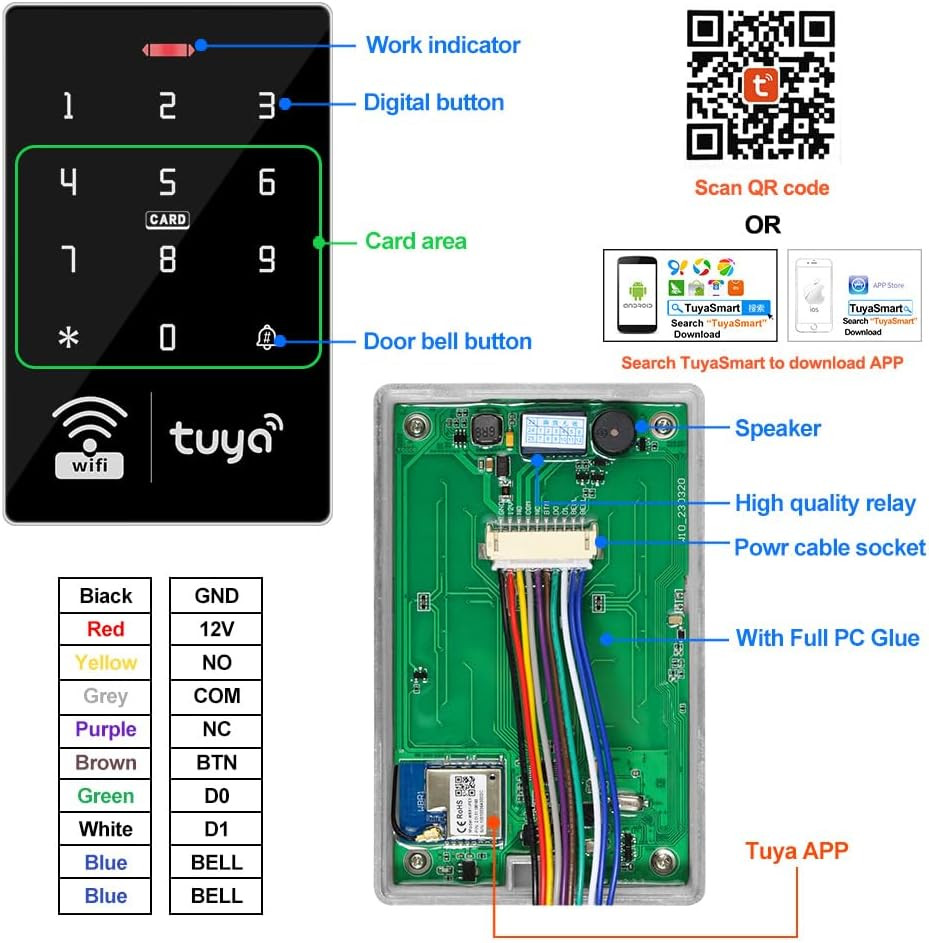 Wifi Tuya APP Access Control System Waterproof Kits RFID Keypad Controller 125Kh