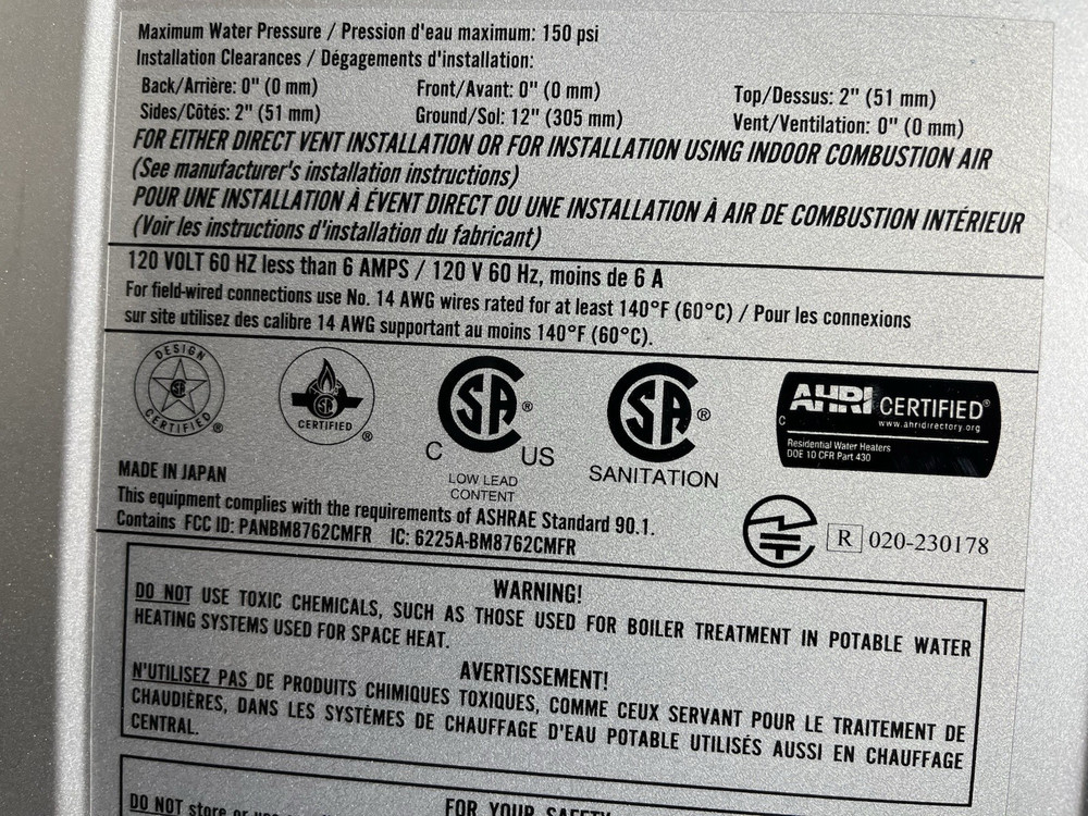 Rinnai RXP199iN Tankless Water Heater 199k BTU Natural/Propane Gas (B-26 #1674)